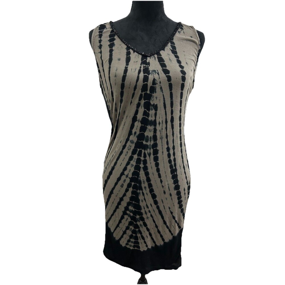 Religion Size XS Mini Dress Black/Grey Tie Dye Sleeveless Scoop Back V Neck